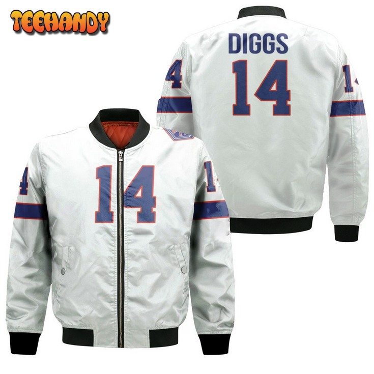 Buffalo Bills Stefon Diggs #14 Great Player Nfl American Football Team White Bomber Jacket