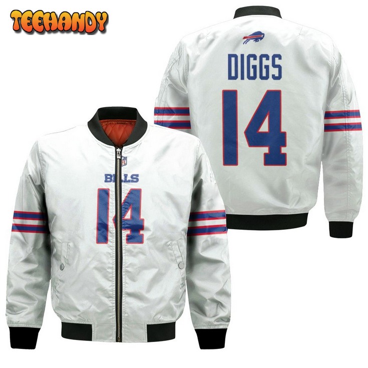Buffalo Bills Stefon Diggs #14 Nfl Great Player American Football Team Game White Bomber Jacket
