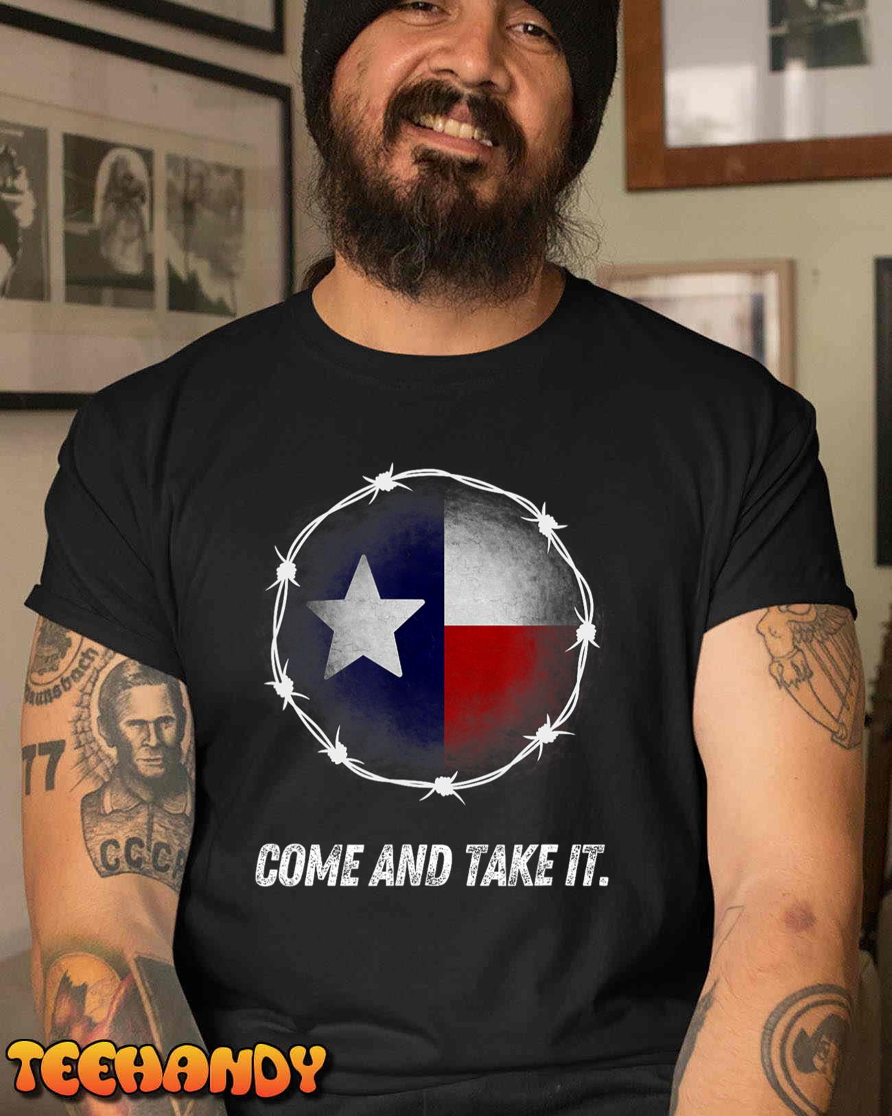 Come And Take It Texas Flag Barbed Wire Patriotic USA Unisex T-Shirt