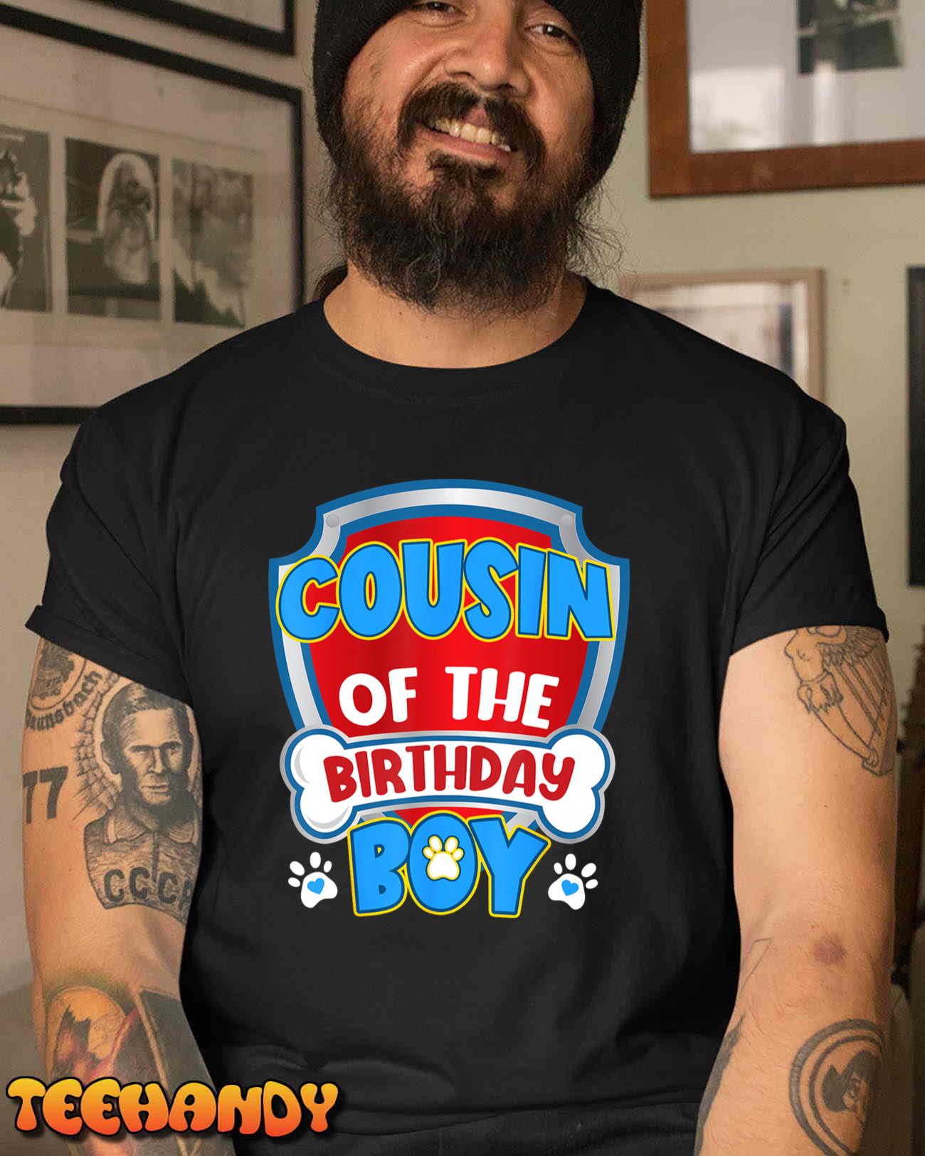 Cousin Of The Birthday Boy Dog Paw Family Matching T-Shirt