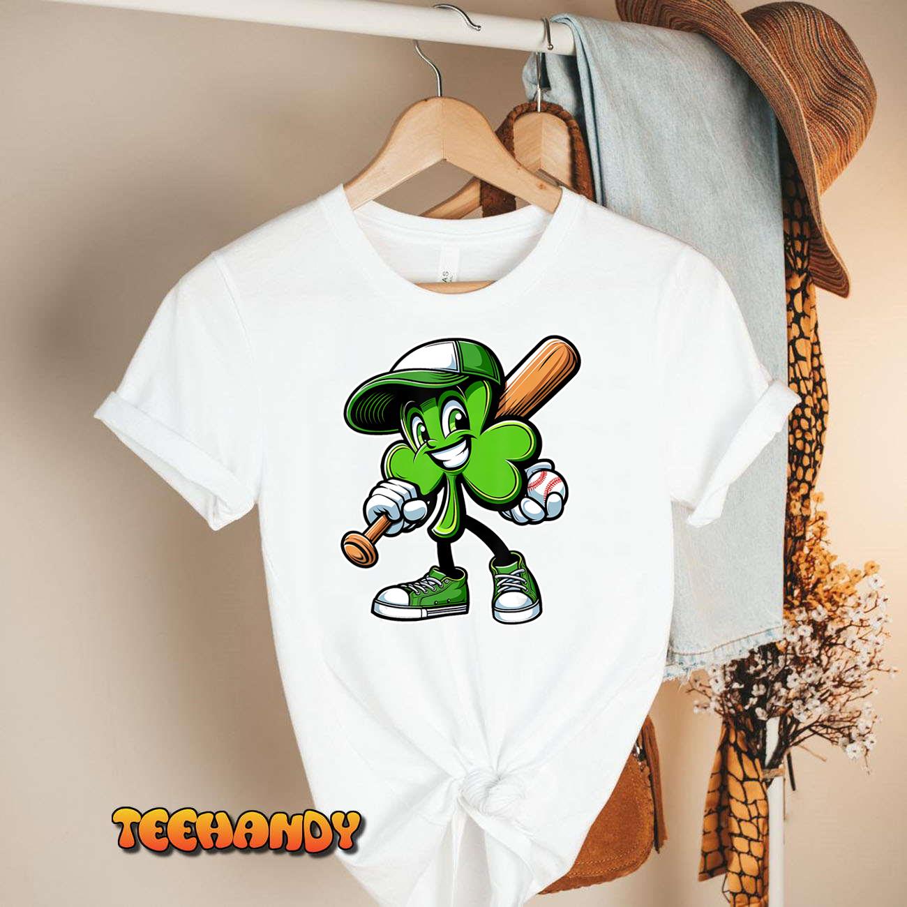 Dabbing Shamrock Baseball Boys Girls St Patricks Day T-Shirt