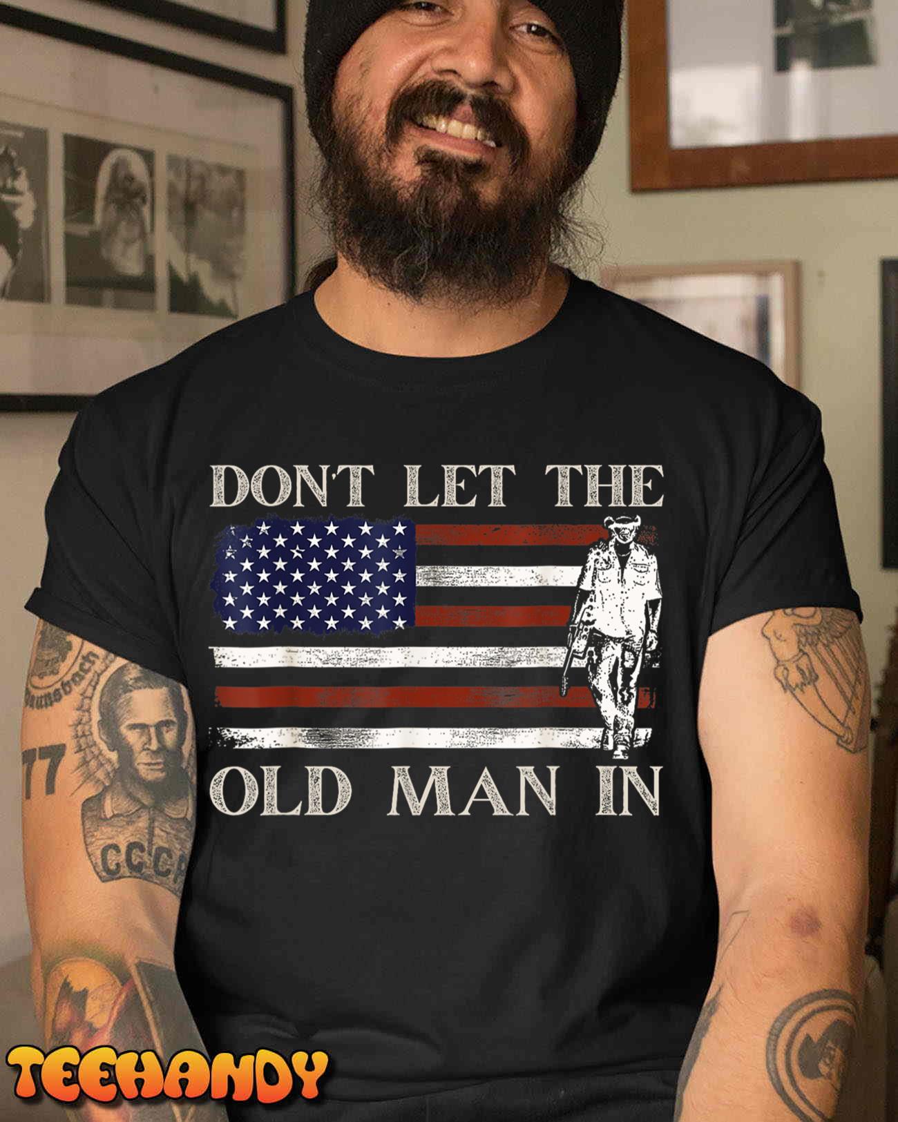 DON’T LET THE OLD MAN IN Vintage American flag T-Shirt