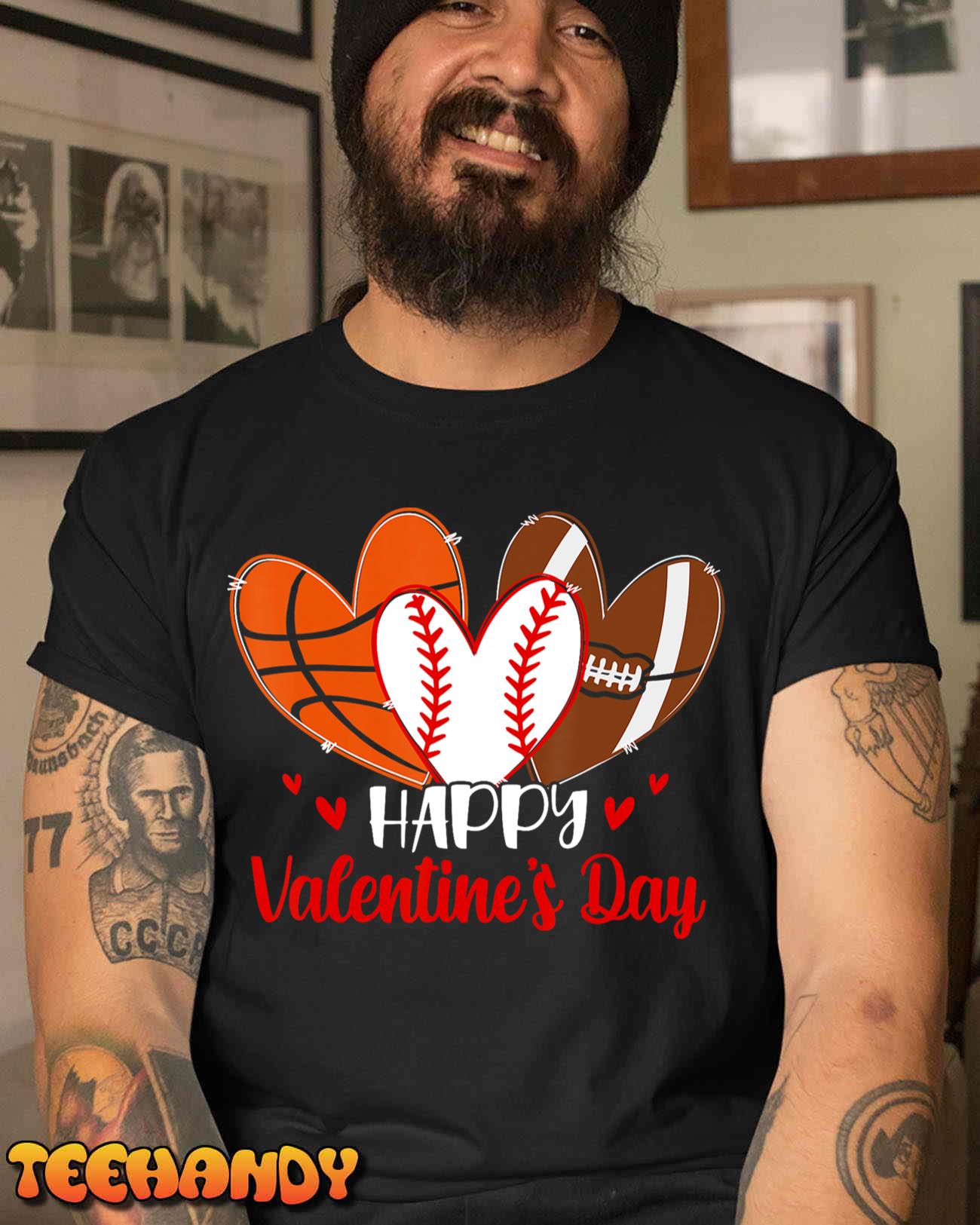 Happy Valentines Day Shirt Boys Basketball Baseball Football T-Shirt