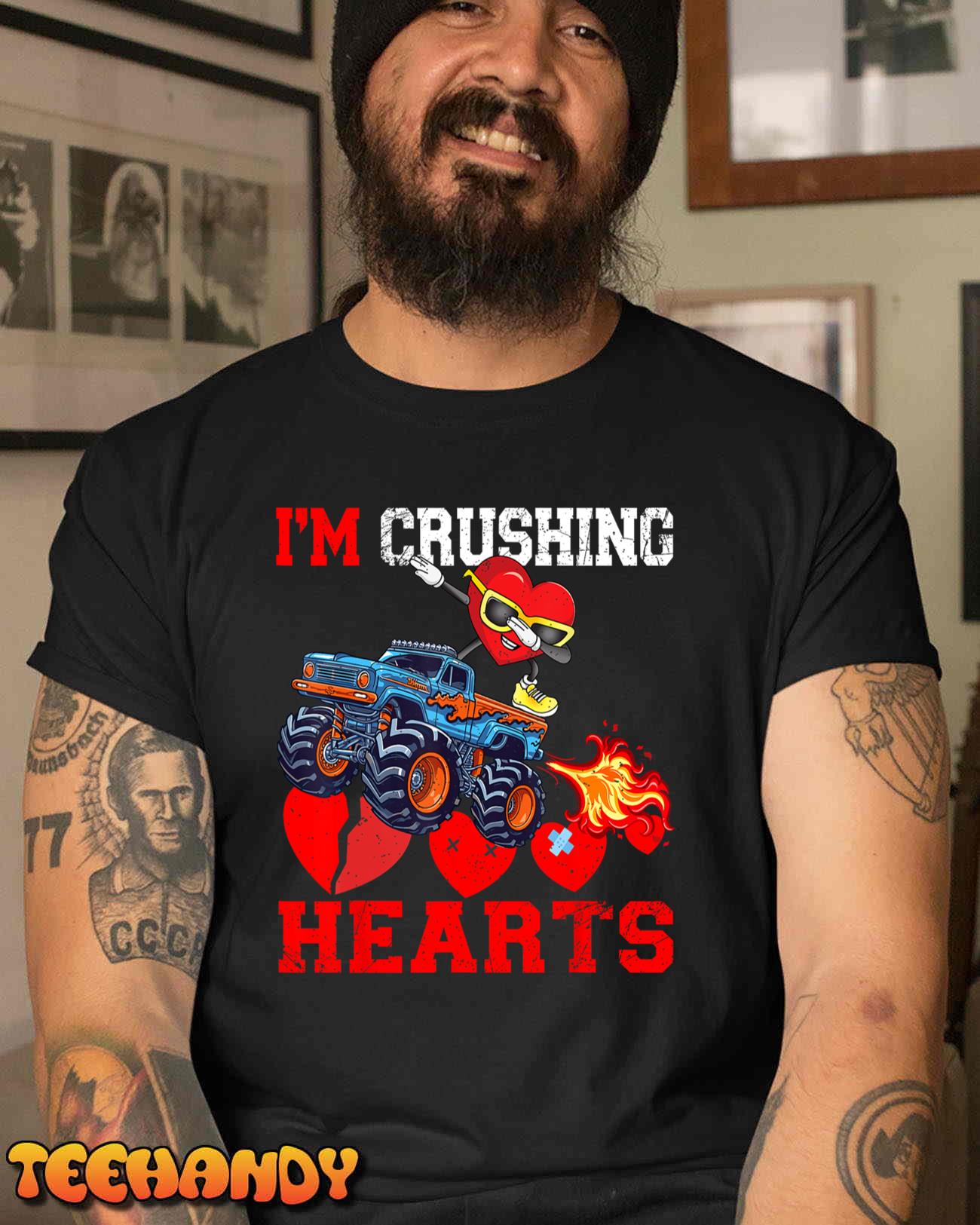 I Crush Hearts Monster Truck Toddler Boys Valentine's Day Unisex T-Shirt