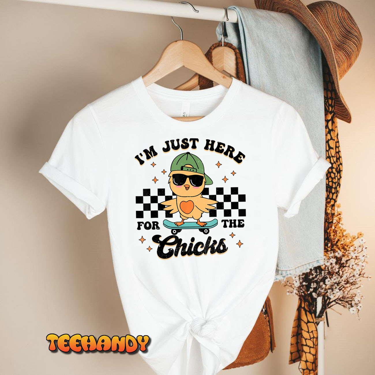 Im Just Here For The Chicks Cute Easter Boys Kids Toddlers T-Shirt