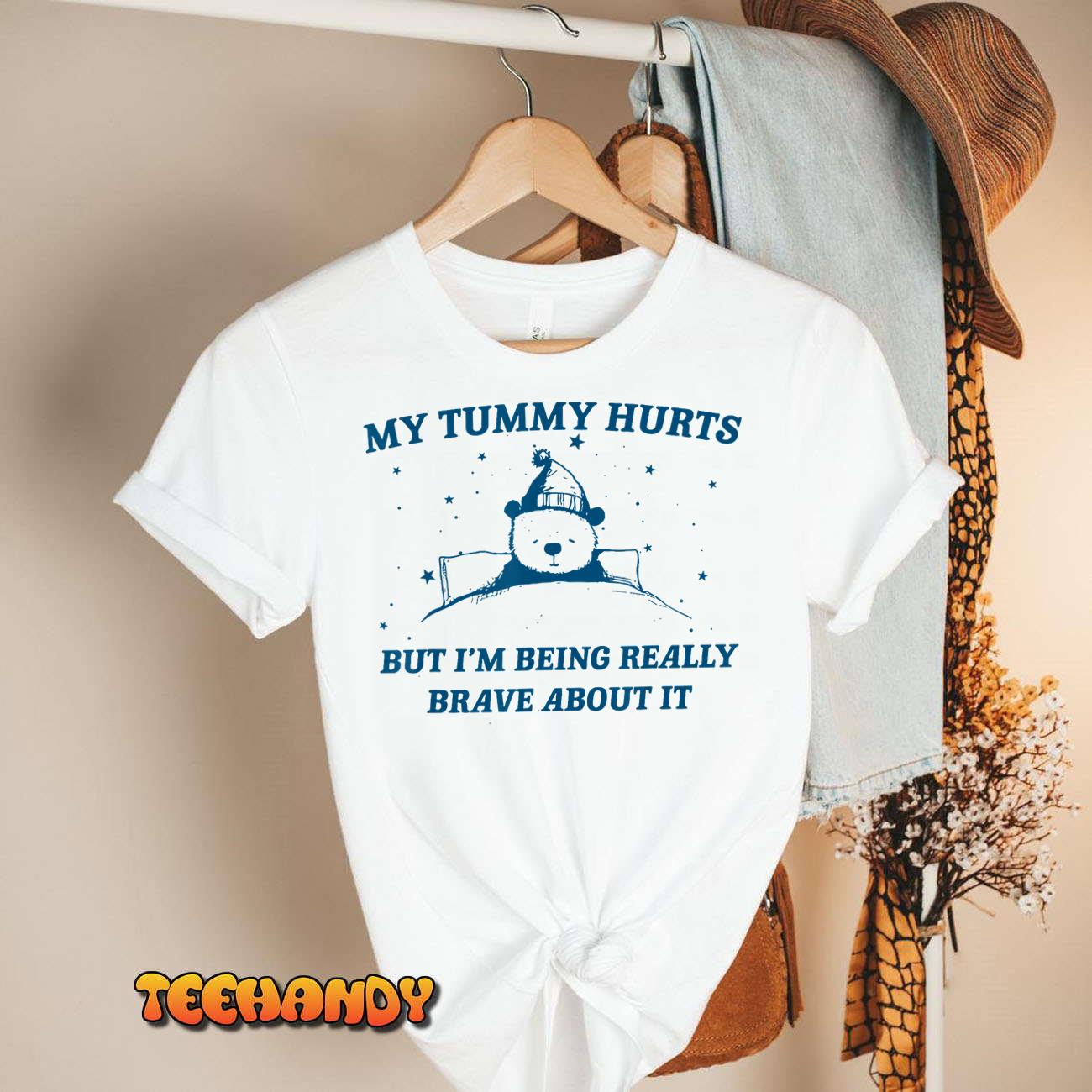 My Tummy Hurts Funny Bear Retro Cartoon Meme Old Cartoon T-Shirt