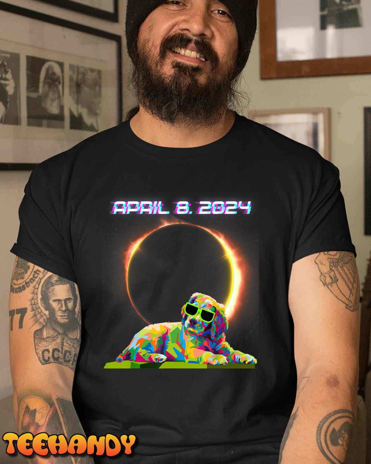 Solar Eclipse Shirt 2024 April 8 Dog Solar Eclipse Glasses T-Shirt