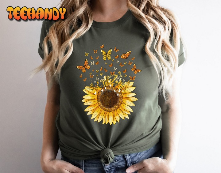 Sunflower Butterfly Shirt, Butterfly Mothers Day Gift Sweatshirt