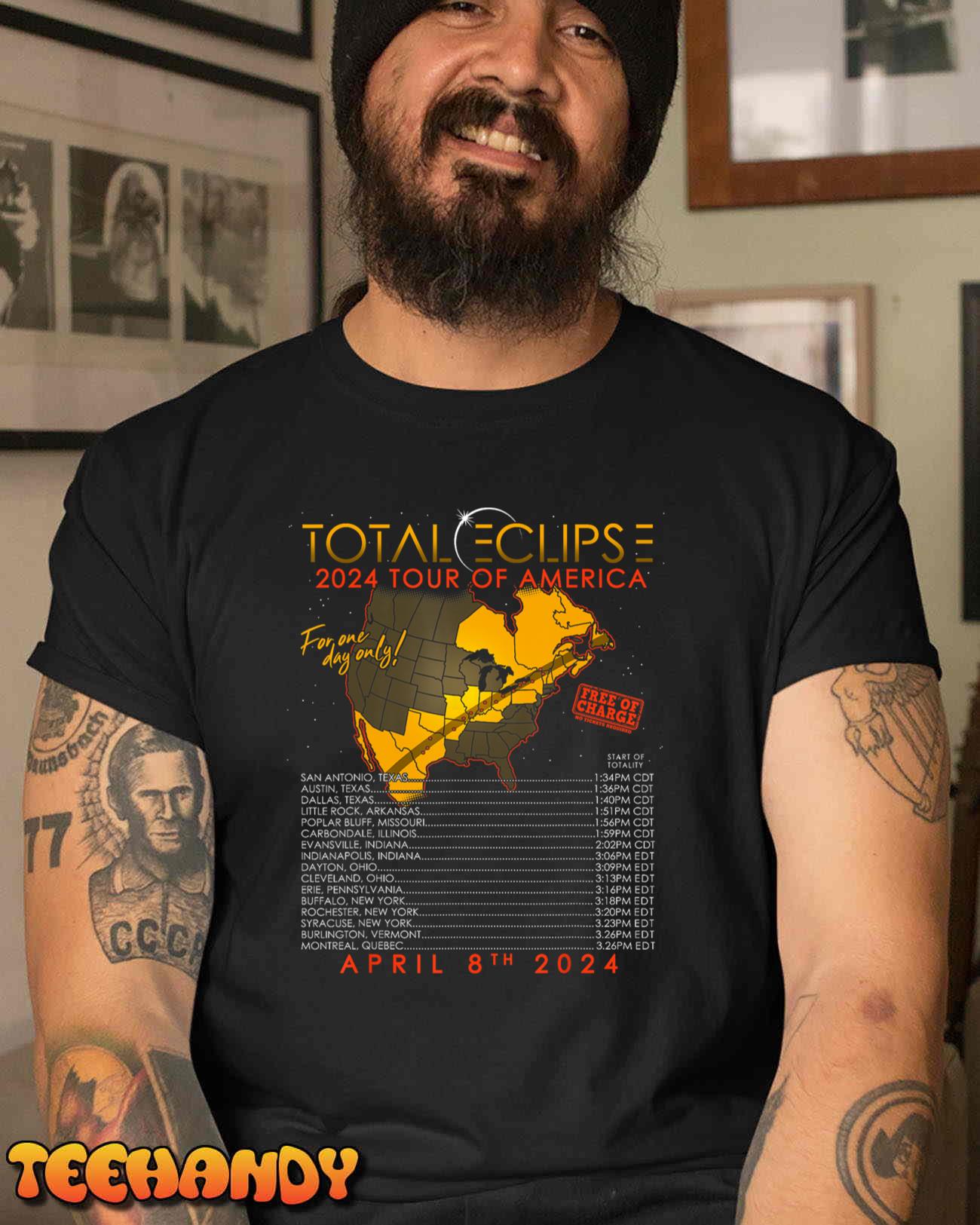 Total Solar Eclipse April 8th 2024 Tour of America T-Shirt