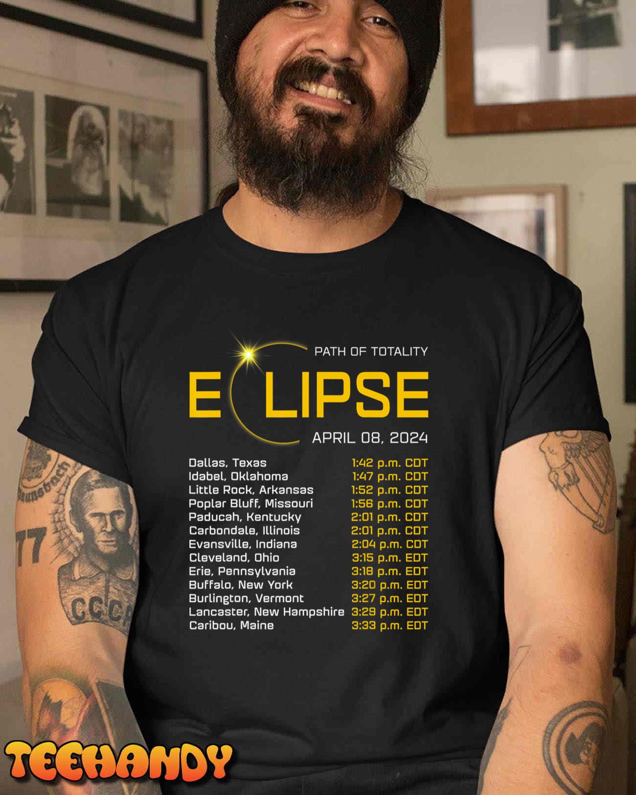 Totality Path 2024 Eclipse Map Total Eclipse Astronomy T-Shirt