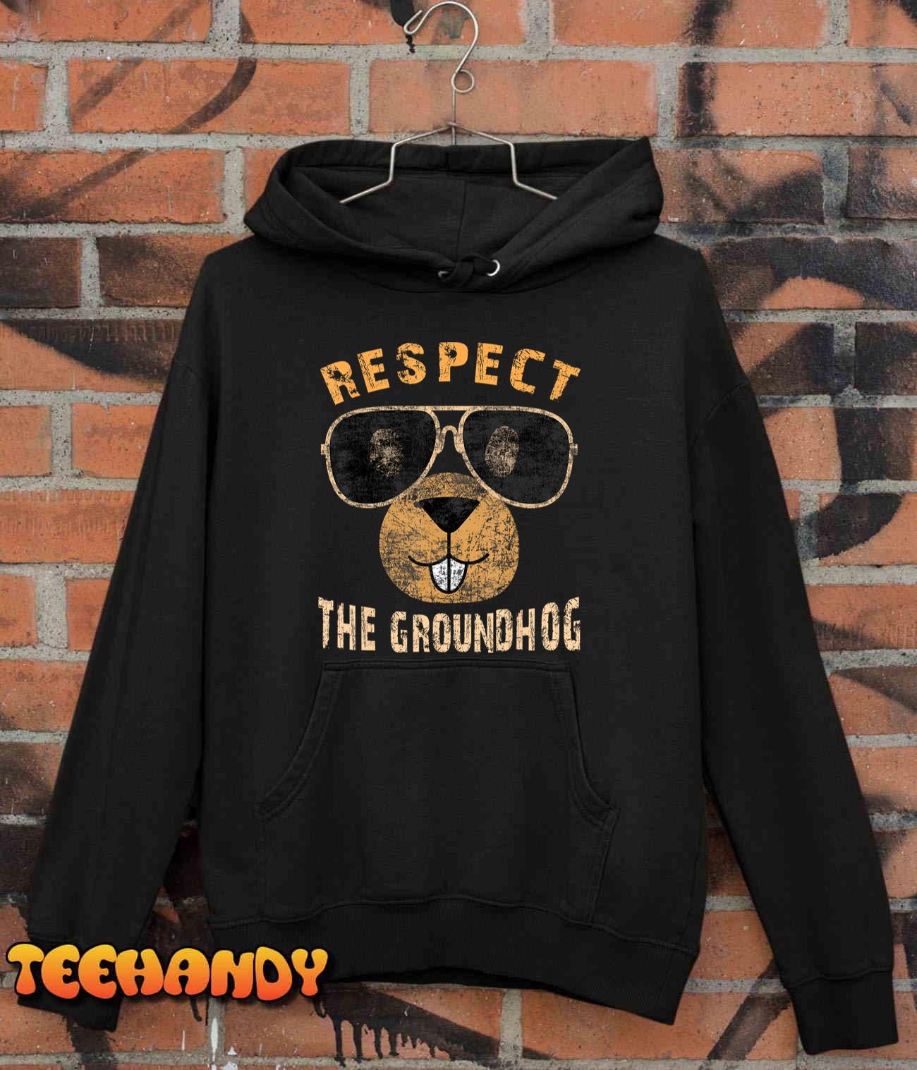 Vintage Retro Respect the Groundhog Holiday  Unisex T-Shirt