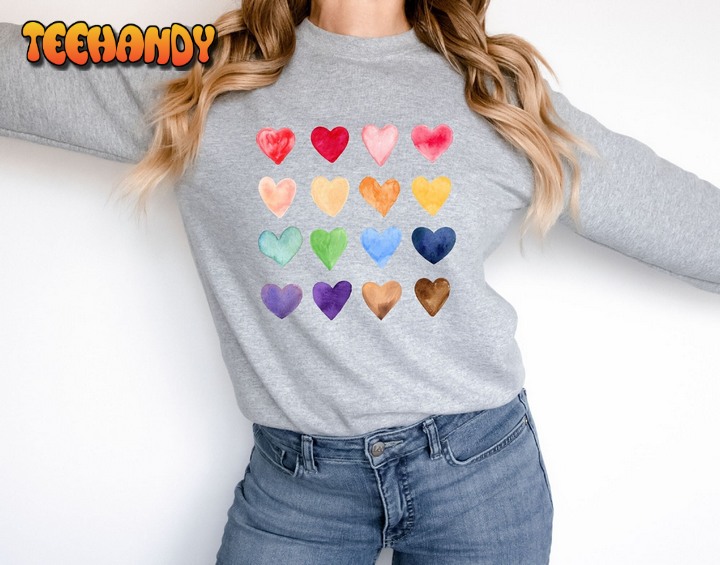 Watercolor Heart Sweatshirt, Valentine’s Day Sweatshirt