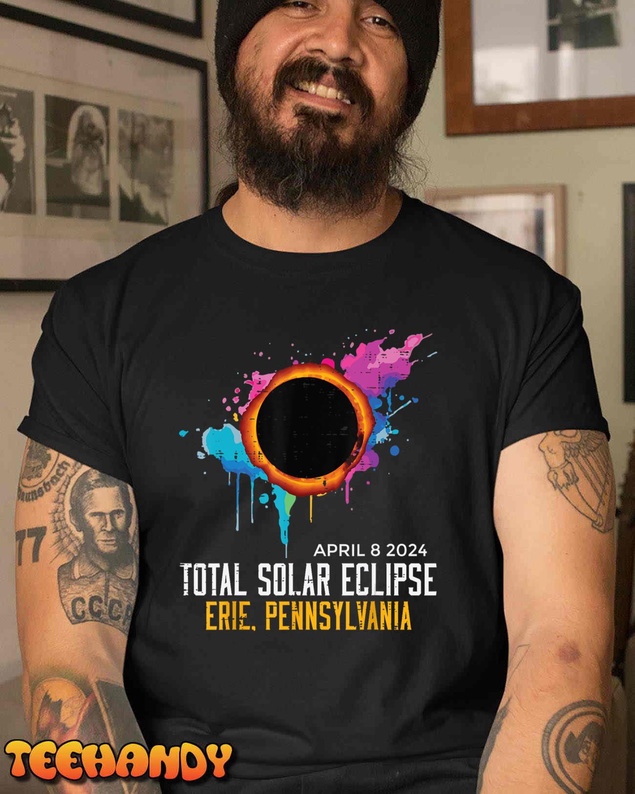 Erie Solar Eclipse 2024 Totality April 8 Men Women Kids T-Shirt