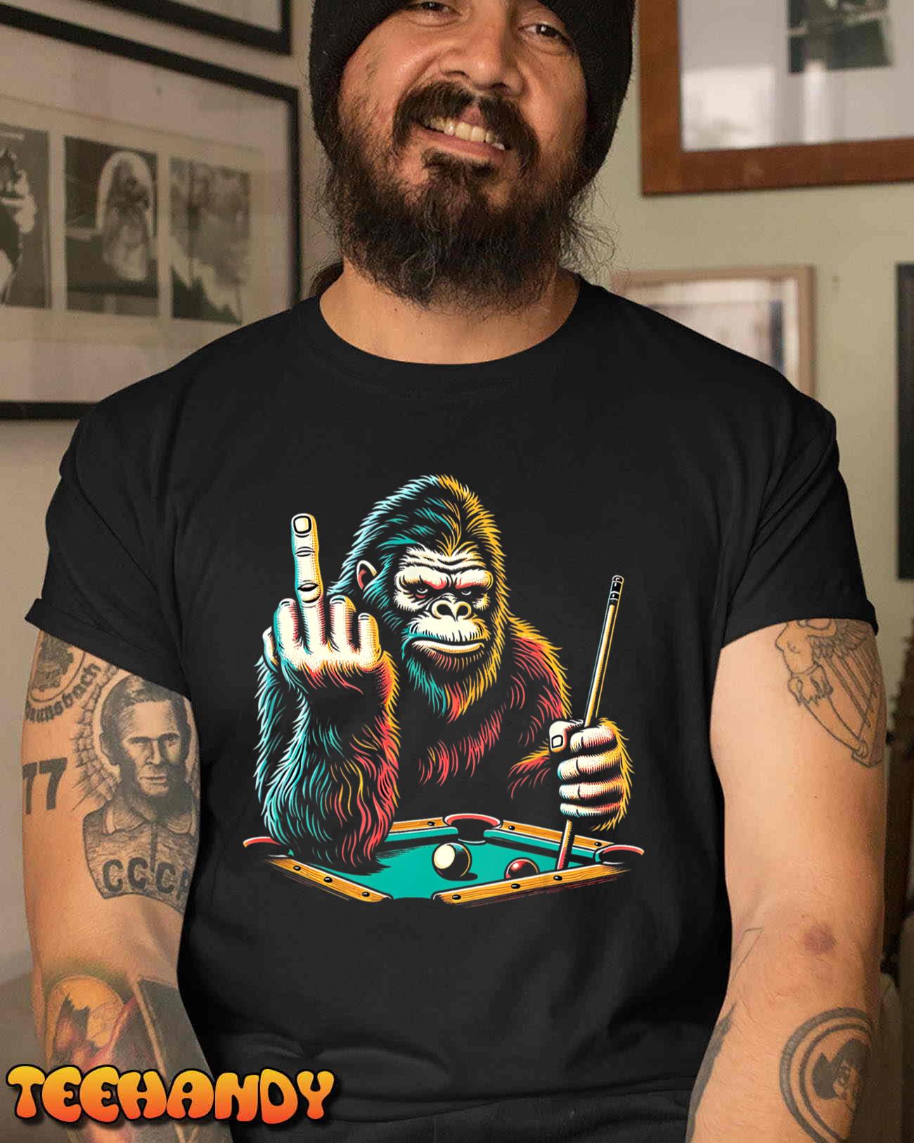 Funny Billiards Pool Player Retro Bigfoot Sasquatch T-Shirt