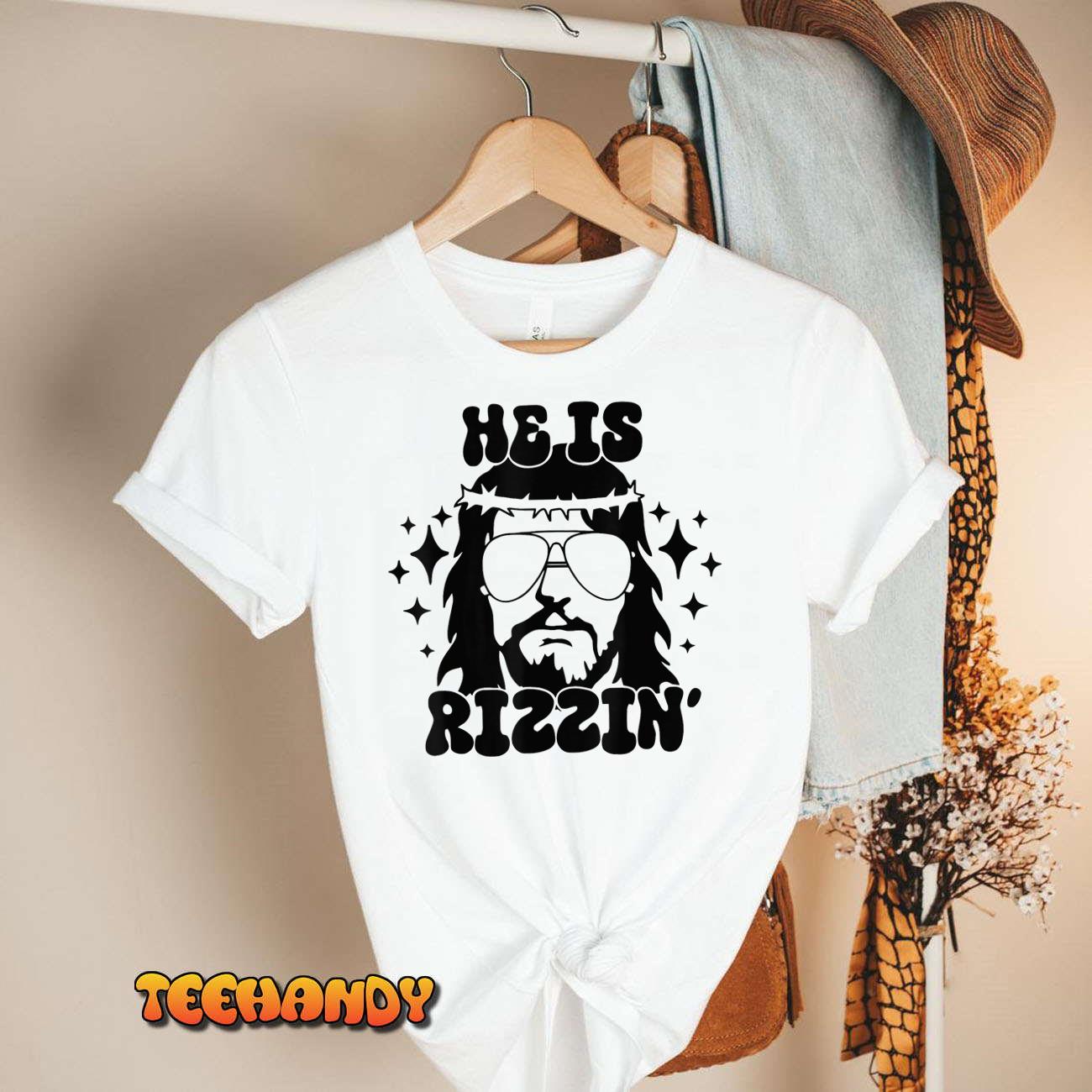 He Is Rizzin Funny Kids Easter Day Retro Christian Religious T-Shirt