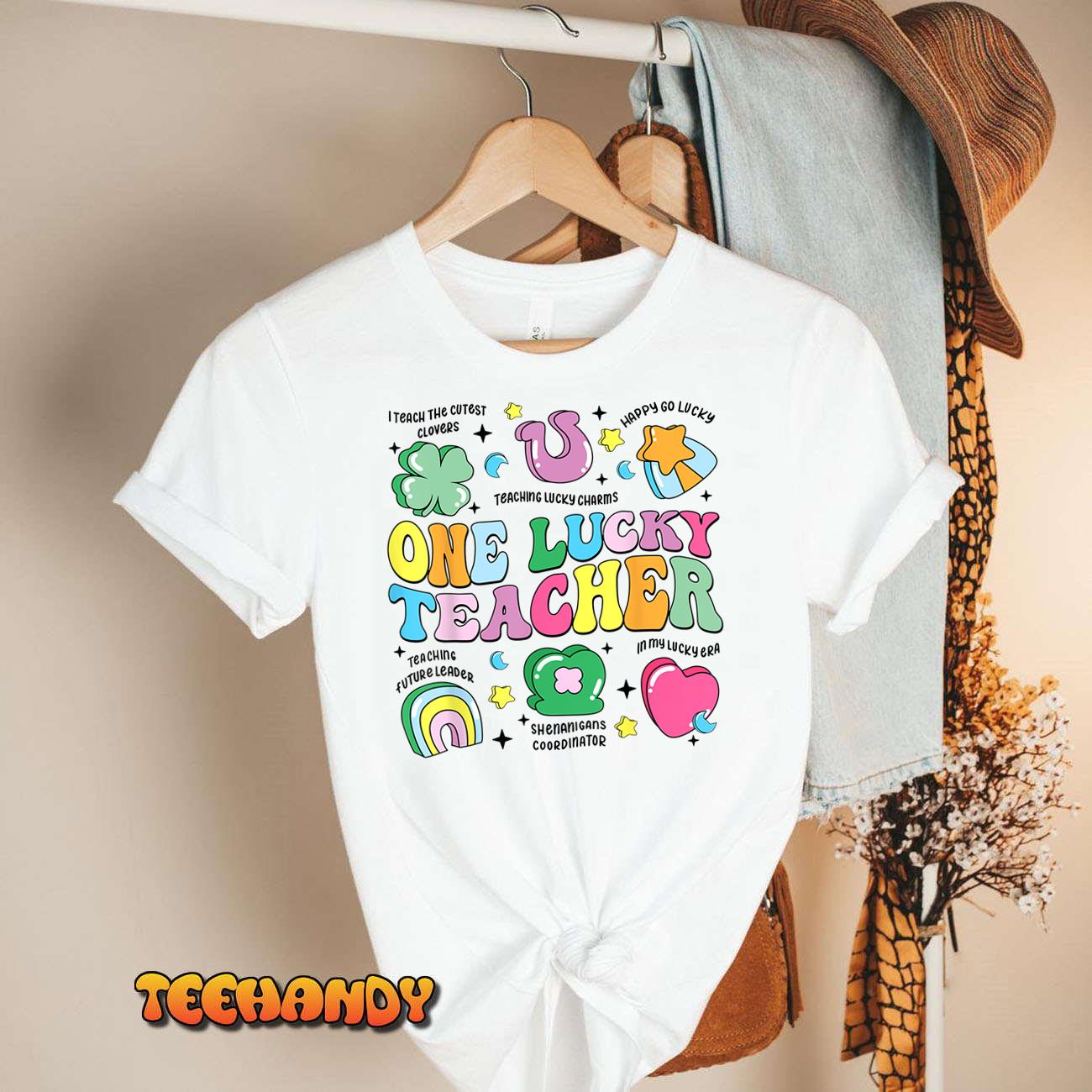 One Lucky Teacher Retro Teacher St Patrick’s Day Teaching T-Shirt