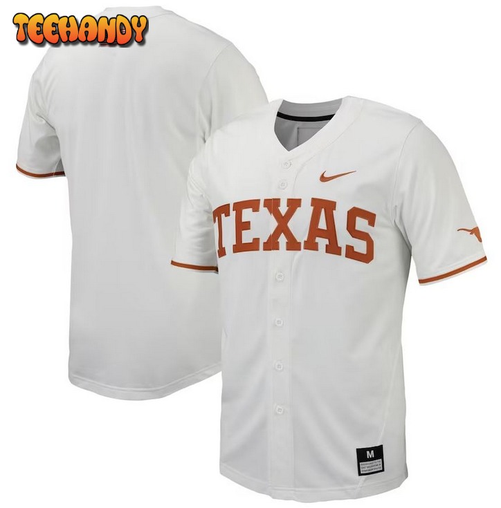 White Texas Longhorns Replica Full-Button Baseball Jersey