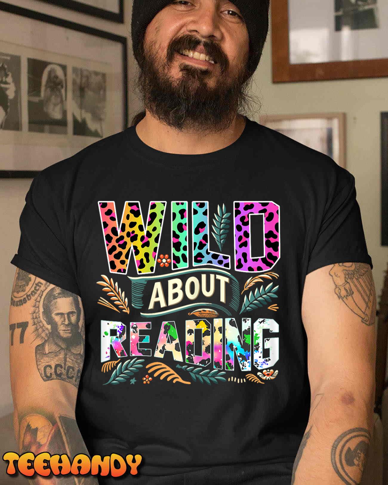 Wild About Reading Books Library Day Bookworm Leoparard T-Shirt