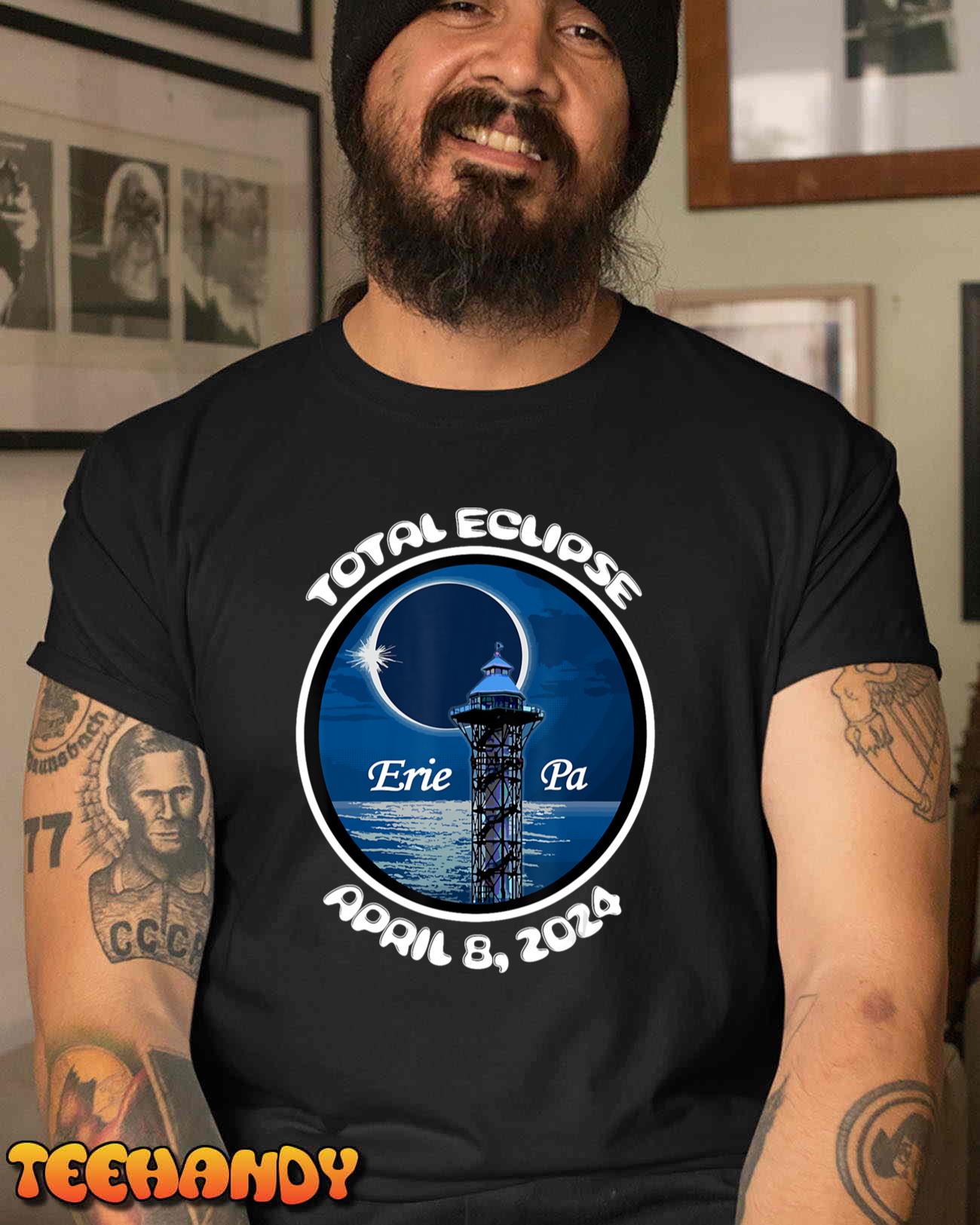 2024 Eclipse Erie PA Tower Lake Ere April Path of Totality T-Shirt