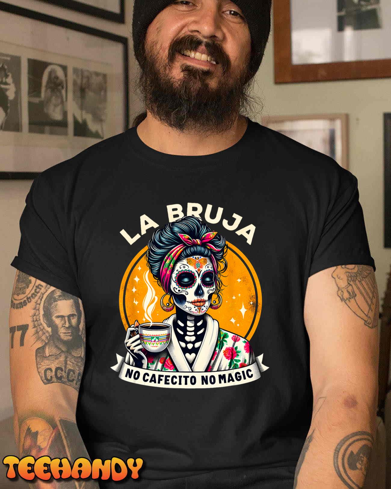 Funny Skeleton Women Coffee La Bruja No Cafecito No Magic T-Shirt