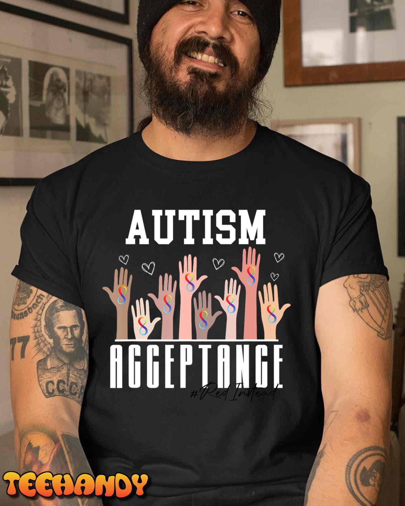 In April We Wear Red Autism Awareness Acceptance Red Instead T-Shirt