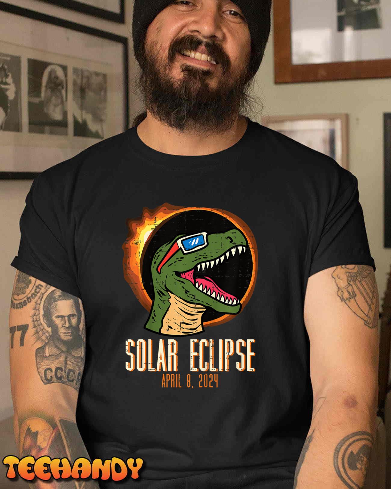 Kids Solar Eclipse Trex Face Dino 2024 Boys Kids Toddler Youth T-Shirt