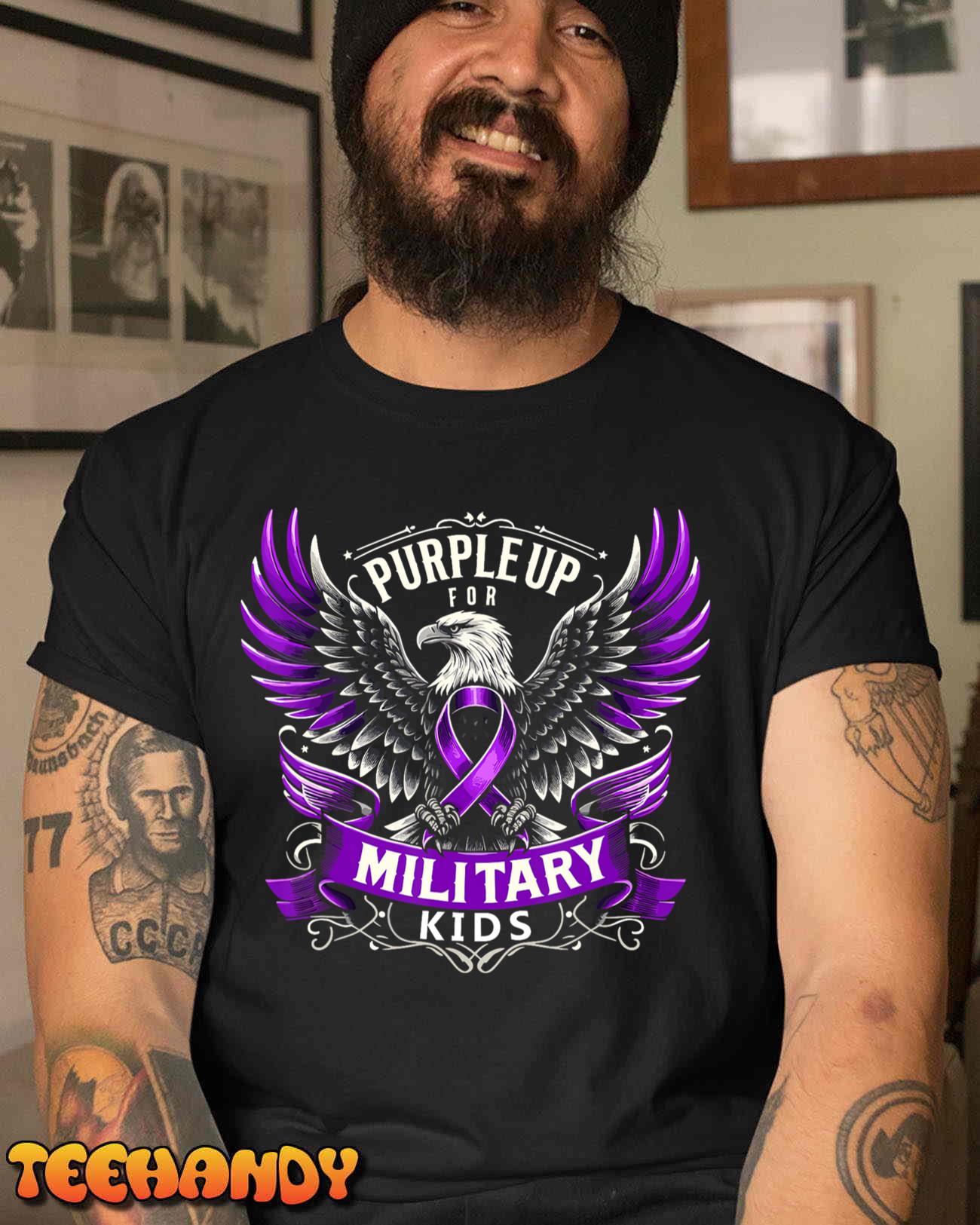 Purple Up For Military Kids Military Child Month Adults Men T-Shirt