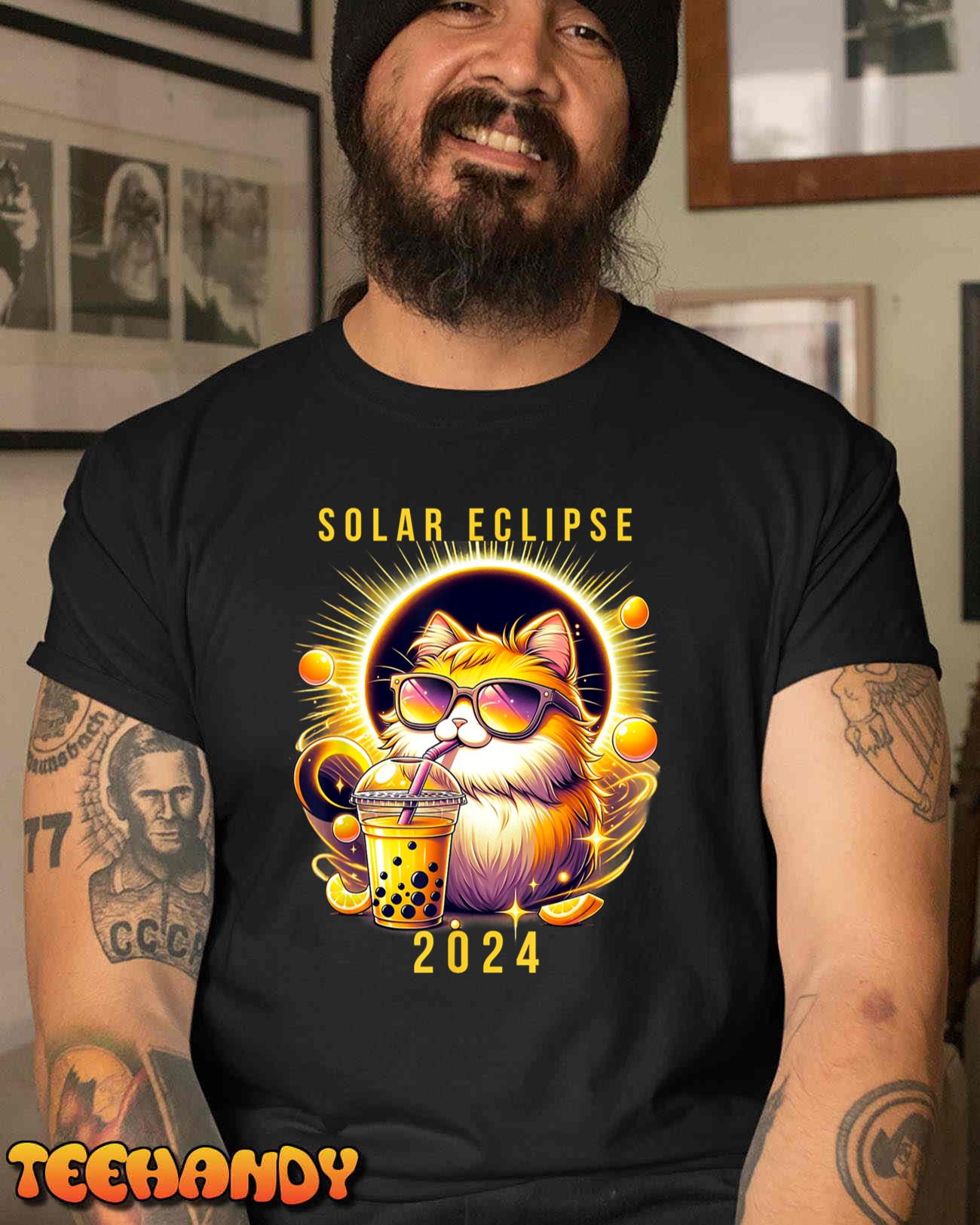 Solar Eclipse April 8 2024 Astronomy Kawaii Cat Lover T-Shirt