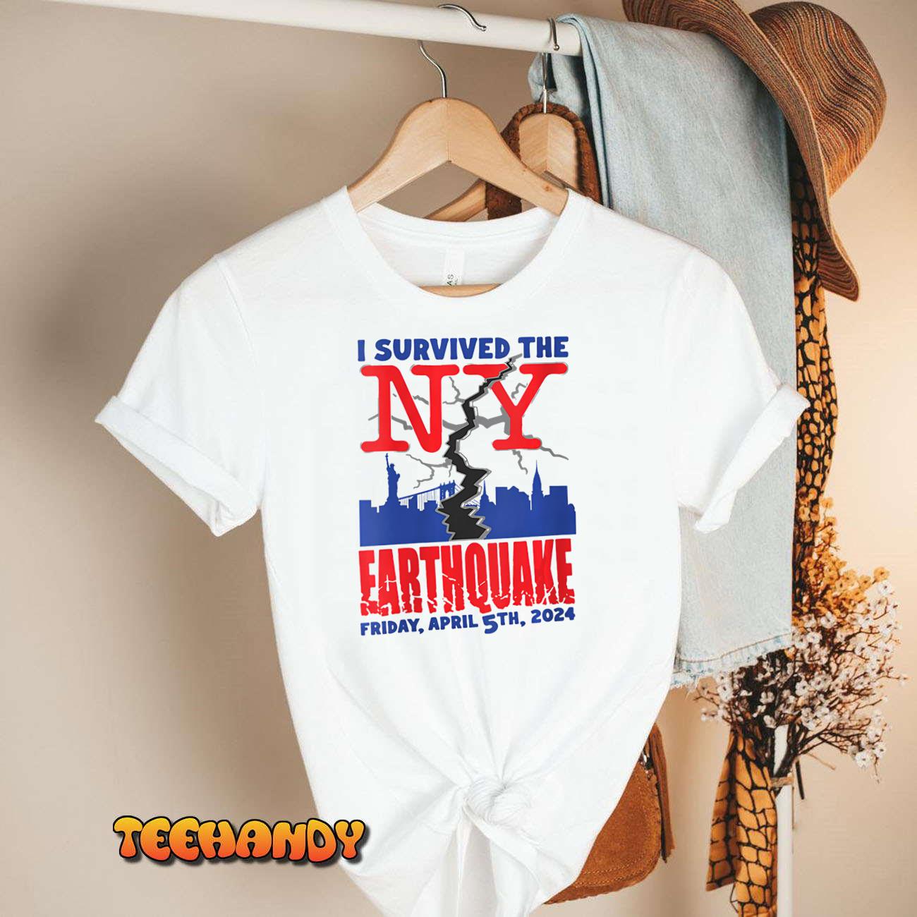 Womens I Survived The NY Earthquake V-Neck T-Shirt