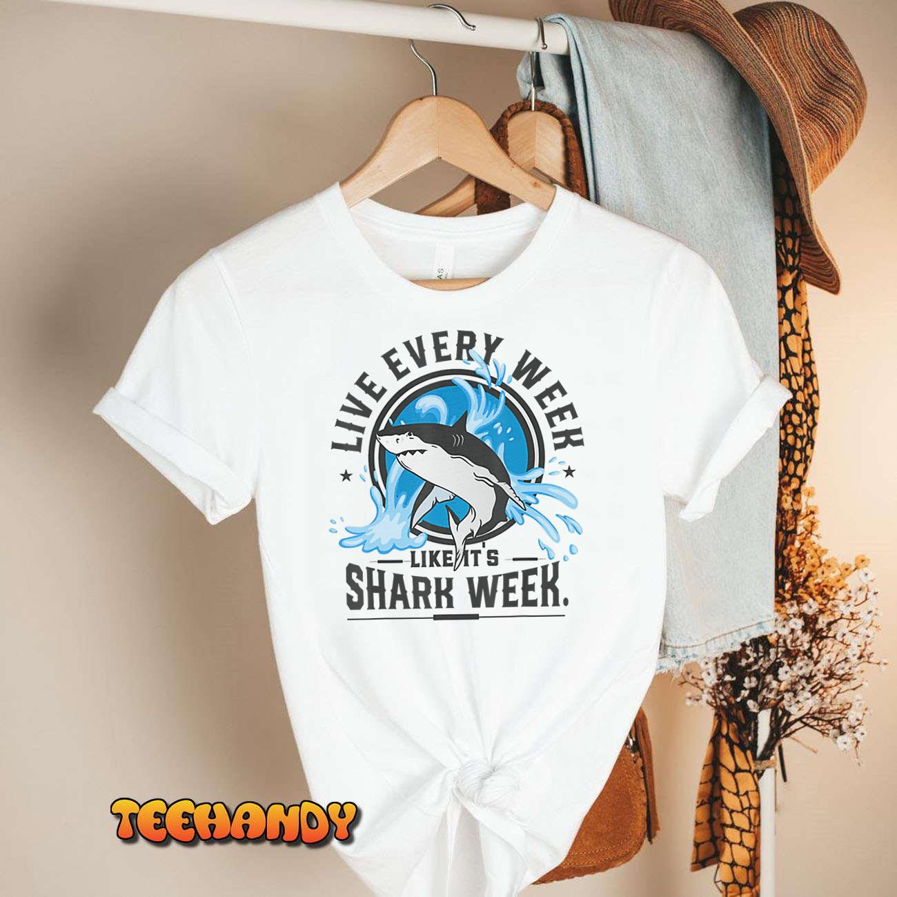 Funny Shark 2024 Week Guess What Week Is It Shark Lover Gift T-Shirt