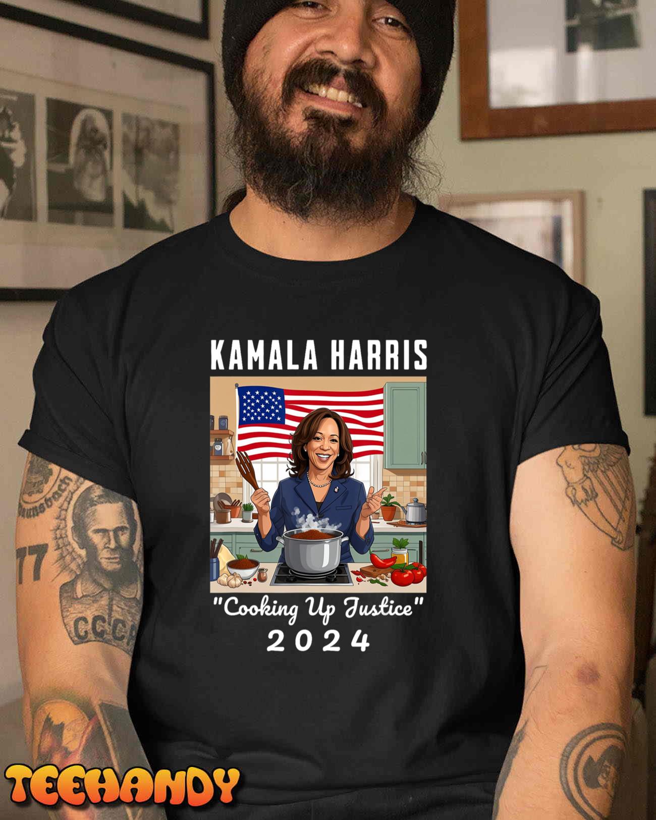 Kamala Harris 2024 Cooking Up Justice Fun Political T-Shirt